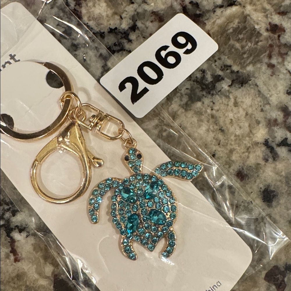 2069 Rhinestone, Turtle Key Ring & Bag Charm